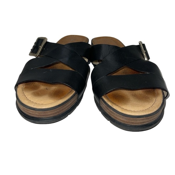 Dr. Scholls Original Collection Sandals Size 10M Black Leather Slip On Cushioned - Picture 3 of 12